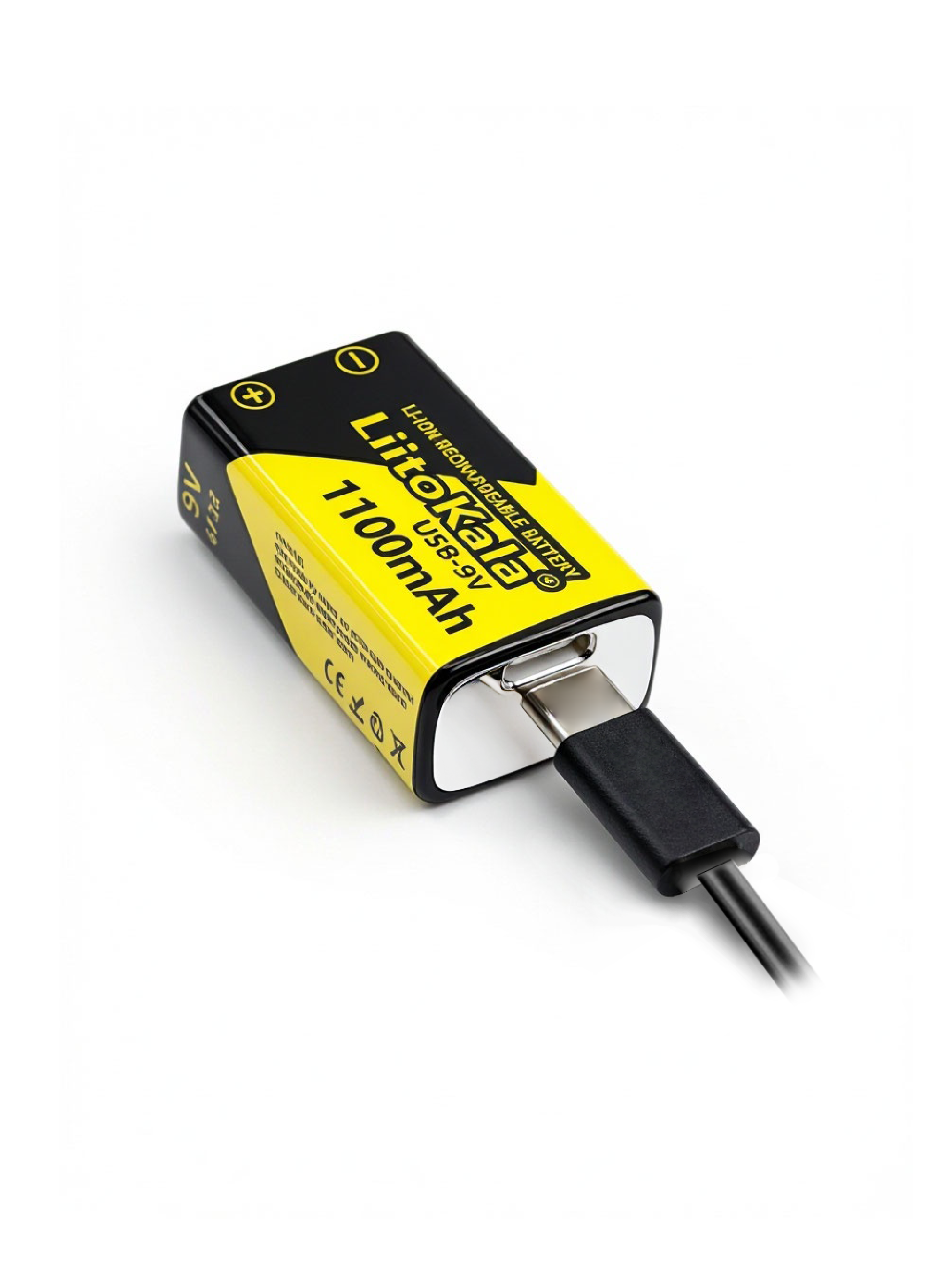 Набор LiitoKala USB-9V (4 аккумулятора 9V + кабель Type-C), перезаряжаемые батарейки Крона