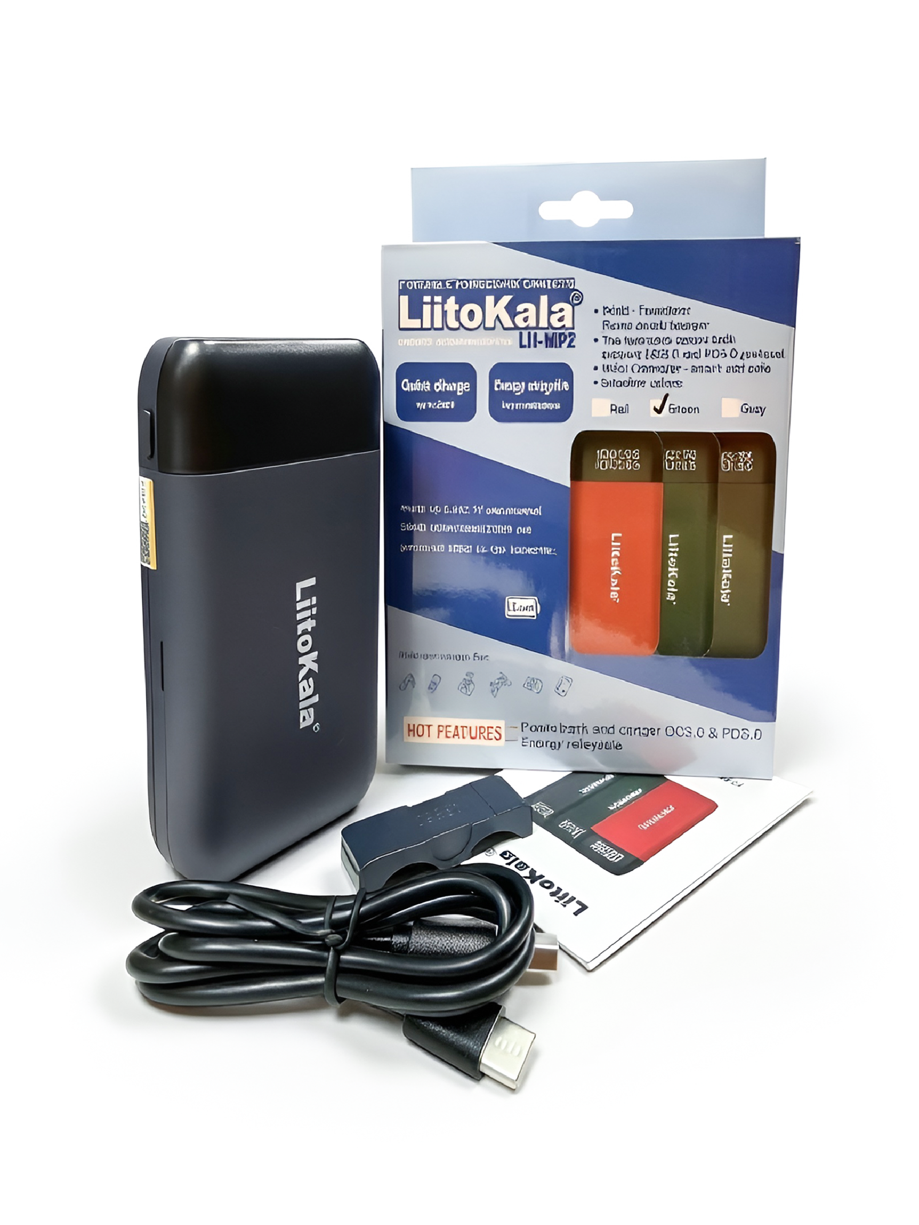 Power Bank и зарядное устройство 2 в 1 Lii-MP2 для Li-Ion аккумуляторов, серый