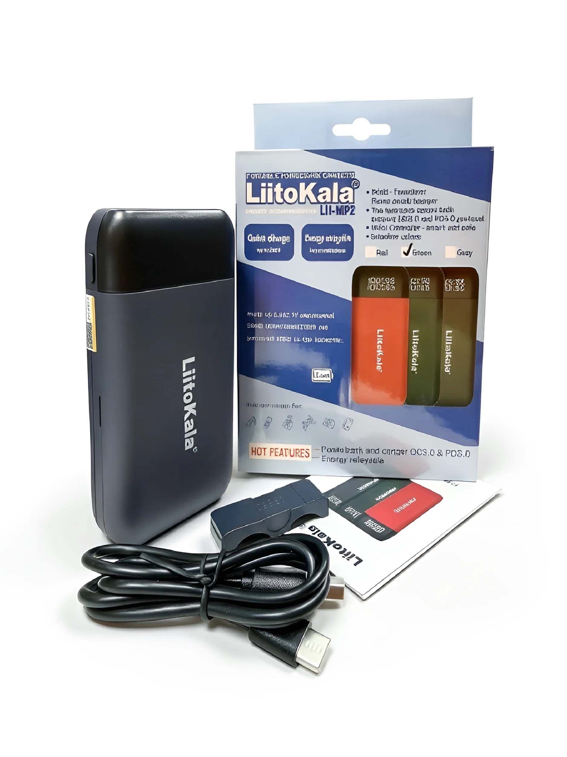 Power Bank и зарядное устройство 2 в 1 Lii-MP2 для Li-Ion аккумуляторов, серый