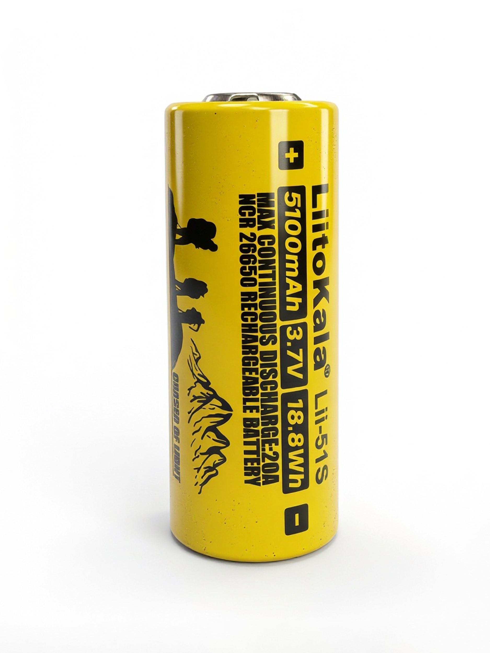 Аккумулятор 26650 LiitoKala Lii-51S Li-ion, 3.7v, 5100 mAh, выпуклый плюс