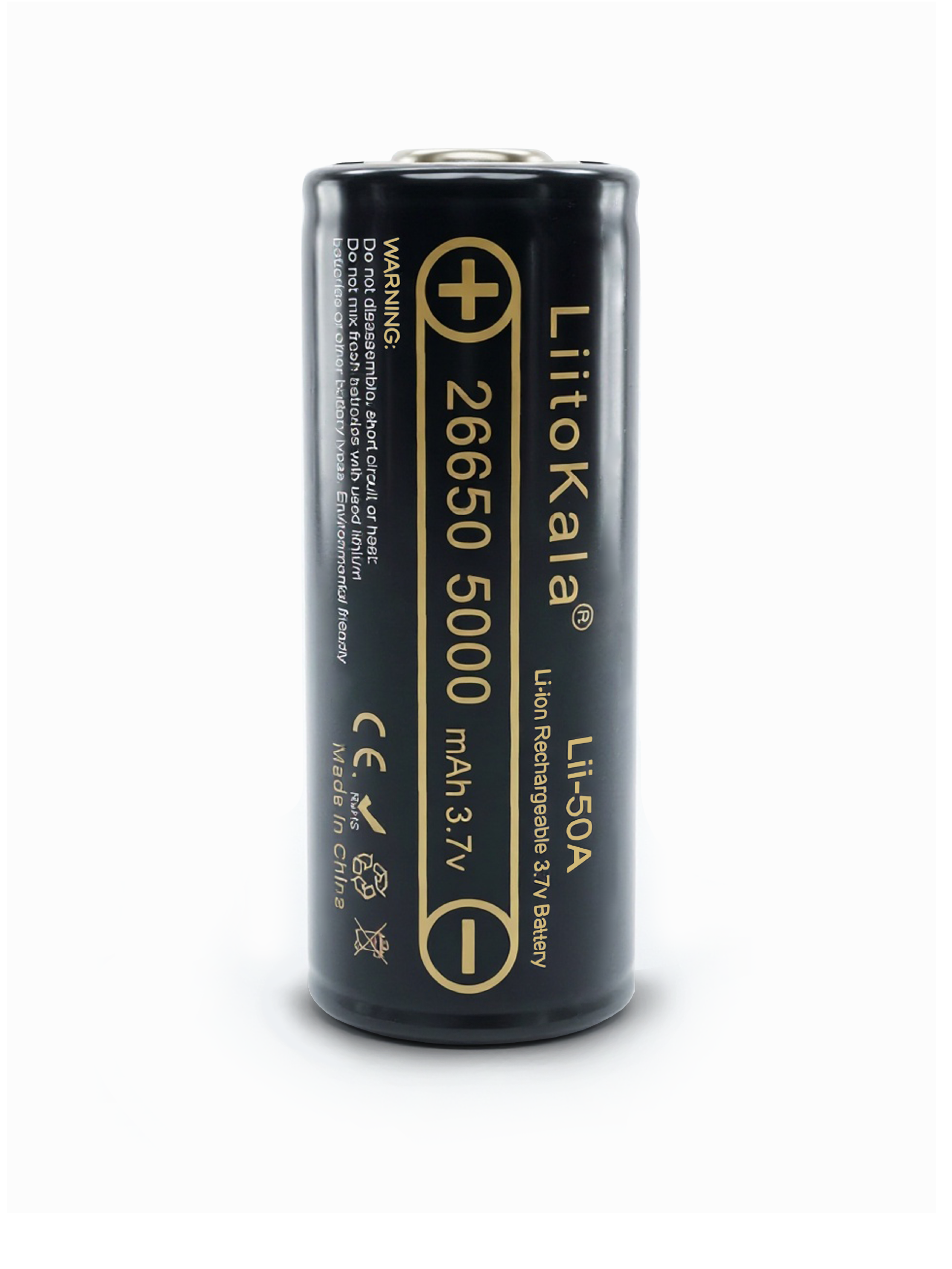 Аккумулятор 26650 LiitoKala Lii-50A-JT Li-ion, 3.7v, 5000 mAh, выпуклый плюс