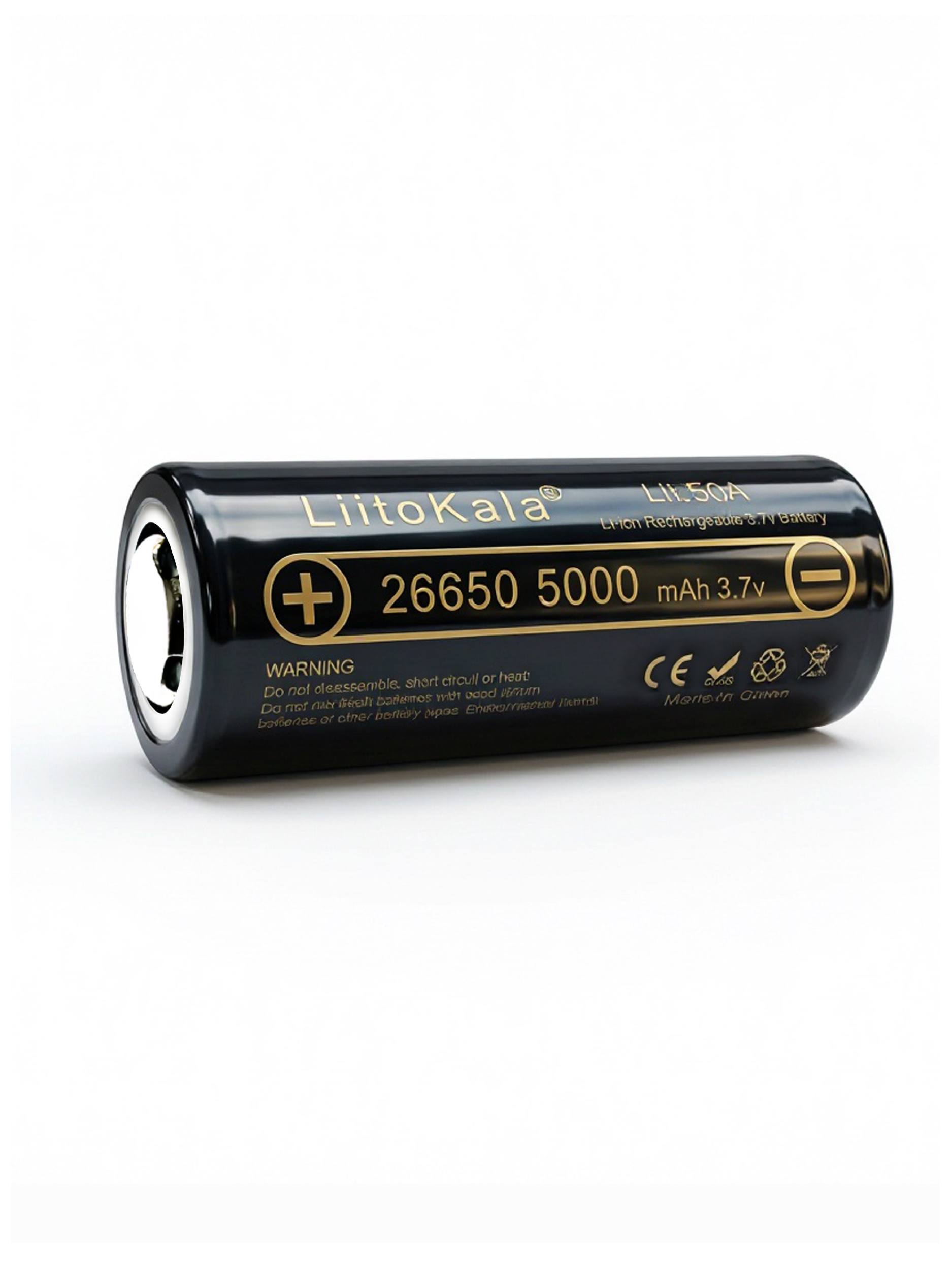 Аккумулятор 26650 LiitoKala Lii-50A-JT Li-ion, 3.7v, 5000 mAh, выпуклый плюс