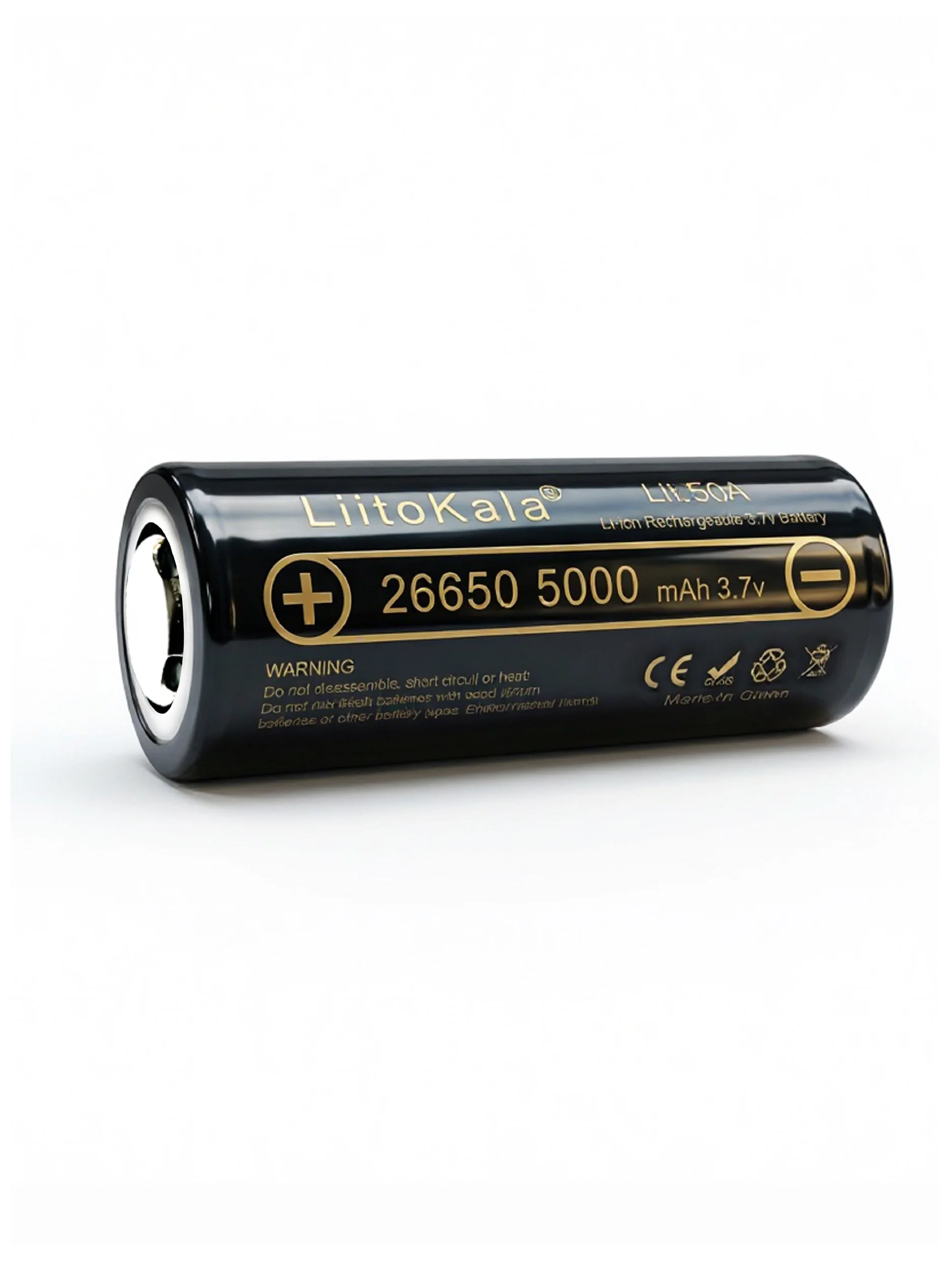 Аккумулятор 26650 LiitoKala Lii-50A-JT Li-ion, 3.7v, 5000 mAh, выпуклый плюс