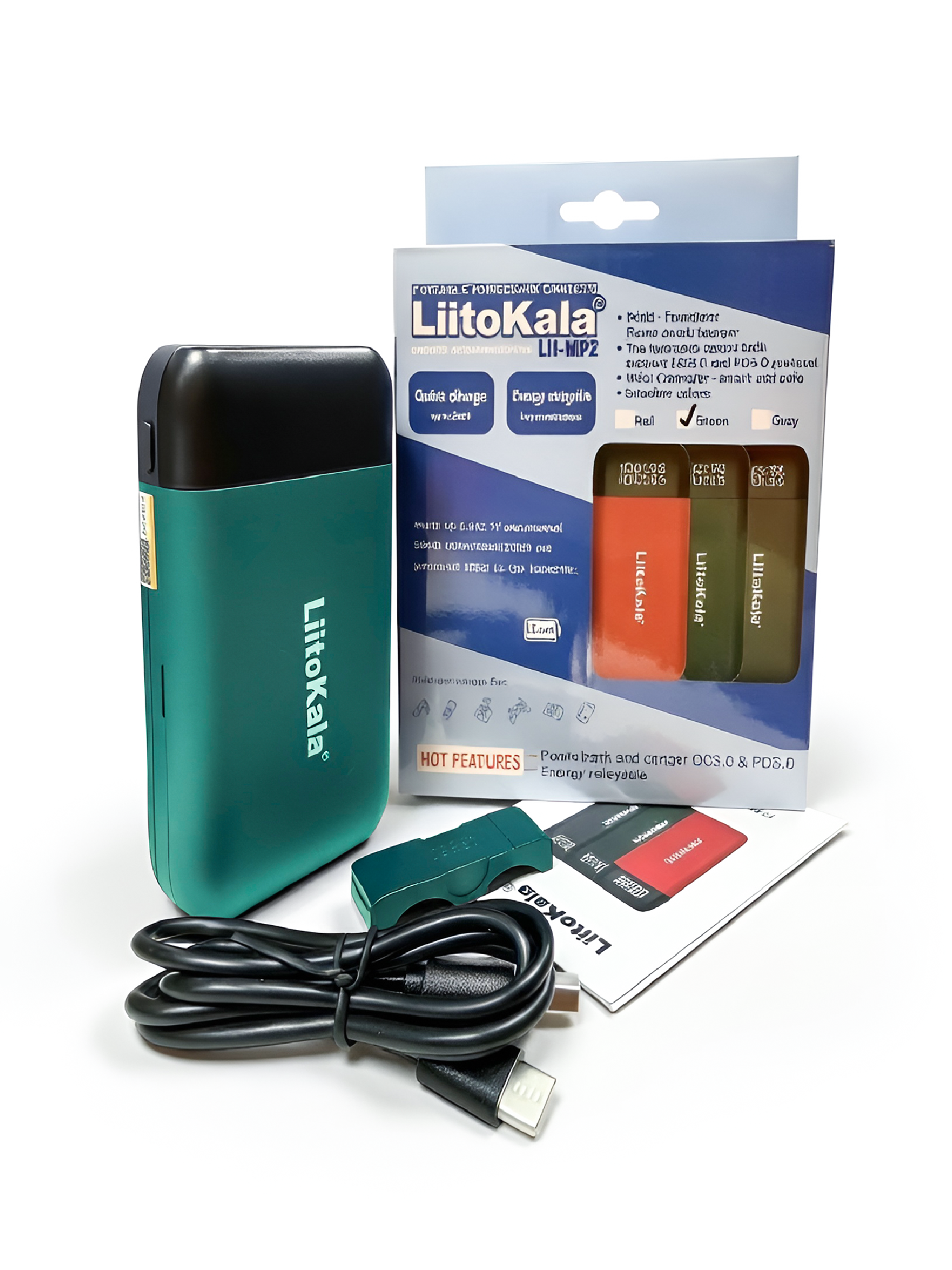 	Power Bank и зарядное устройство 2 в 1 Lii-MP2 для Li-Ion аккумуляторов, зеленый