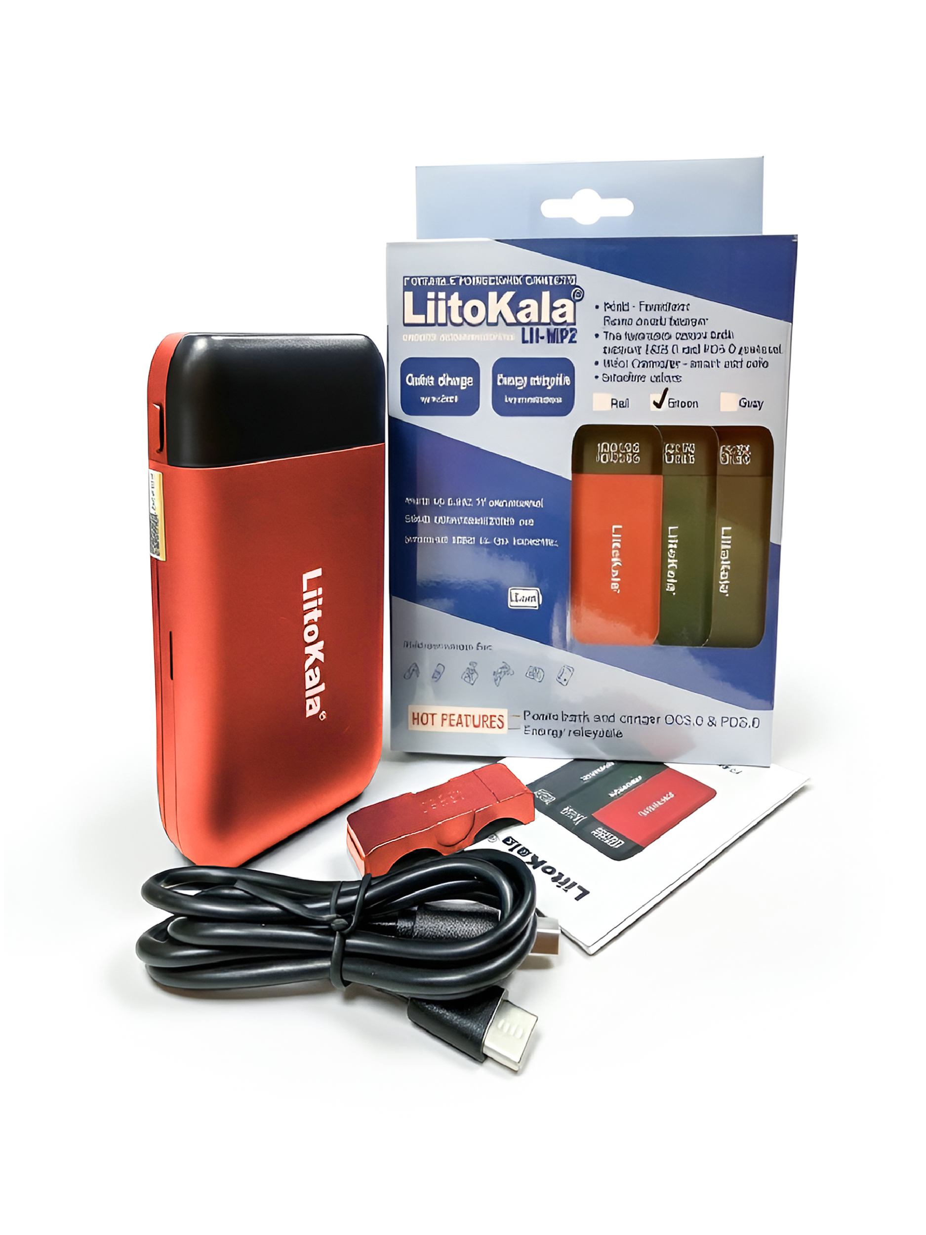 Power Bank и зарядное устройство 2 в 1 Lii-MP2 для Li-Ion аккумуляторов, красный